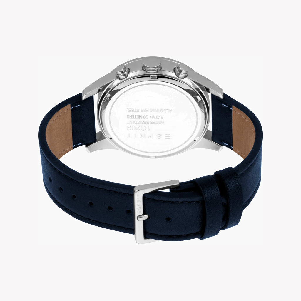 ESPRIT MEN'S ELEGANT BLUE LEATHER TIMEPIECE - STYLISH STAINLESS STEEL DESIGN