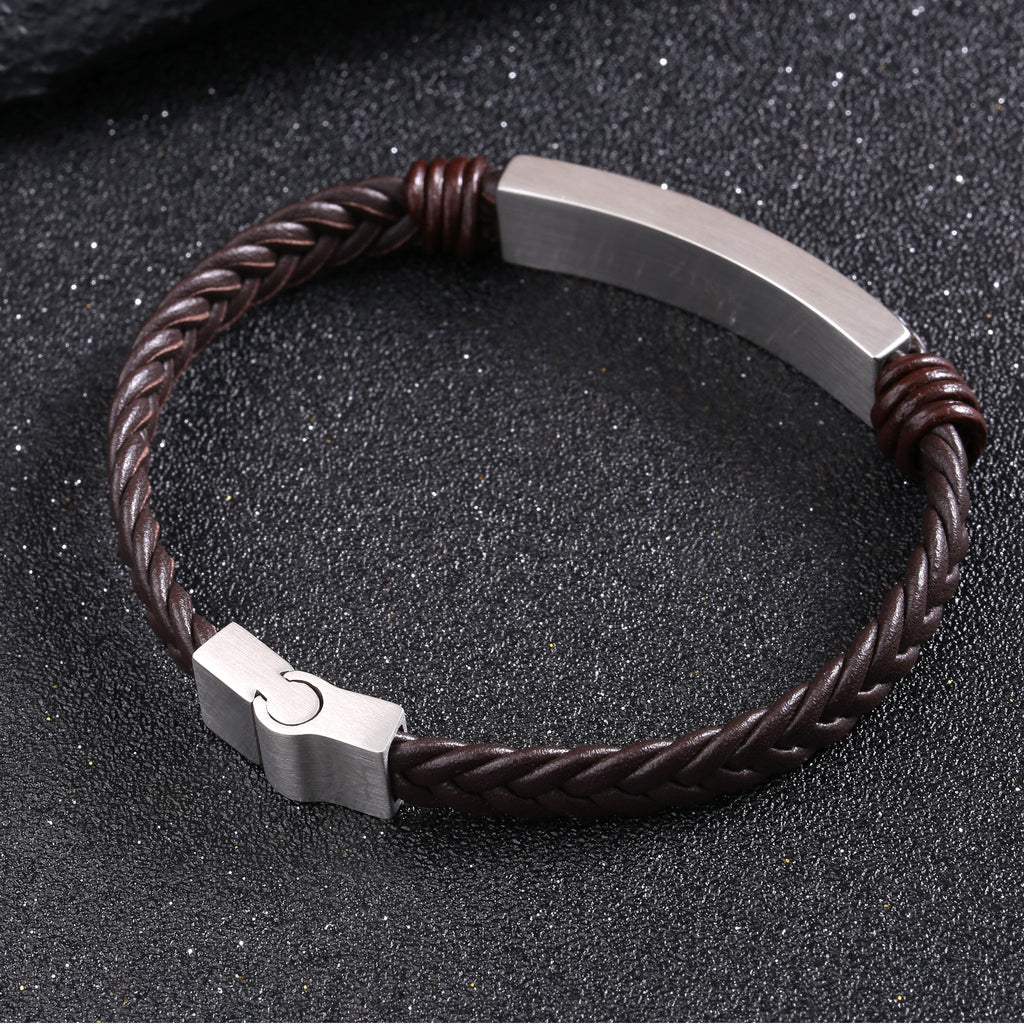 ZINK Men's Brown & Silver Stainless Steel Bracelet | ZJBC028SCLBR