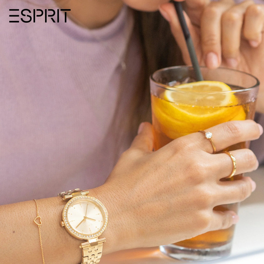 ESPRIT Women's Watch with Gold Stainless Steel Case and Gold Stainless Steel Band
