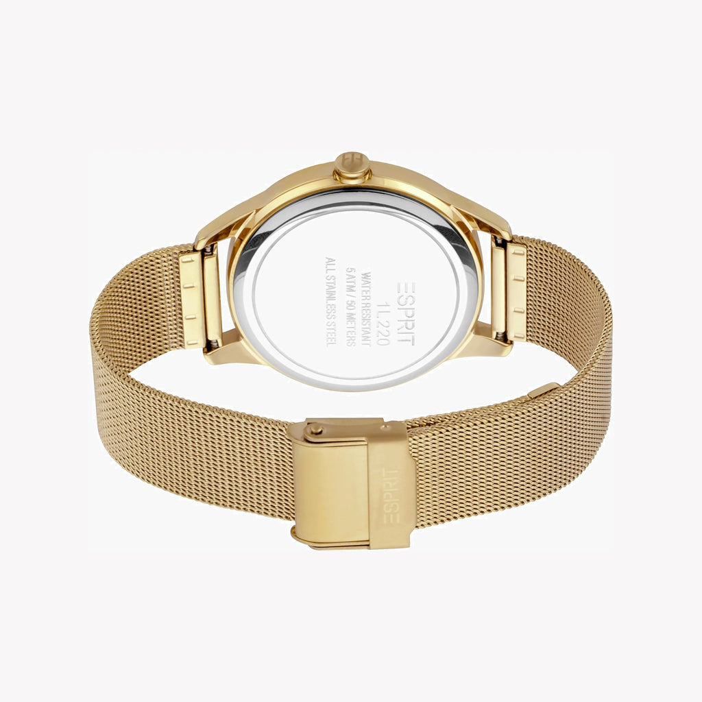 ESPRIT Women's Watch with Gold Stainless Steel Case and Gold Stainless Steel Band