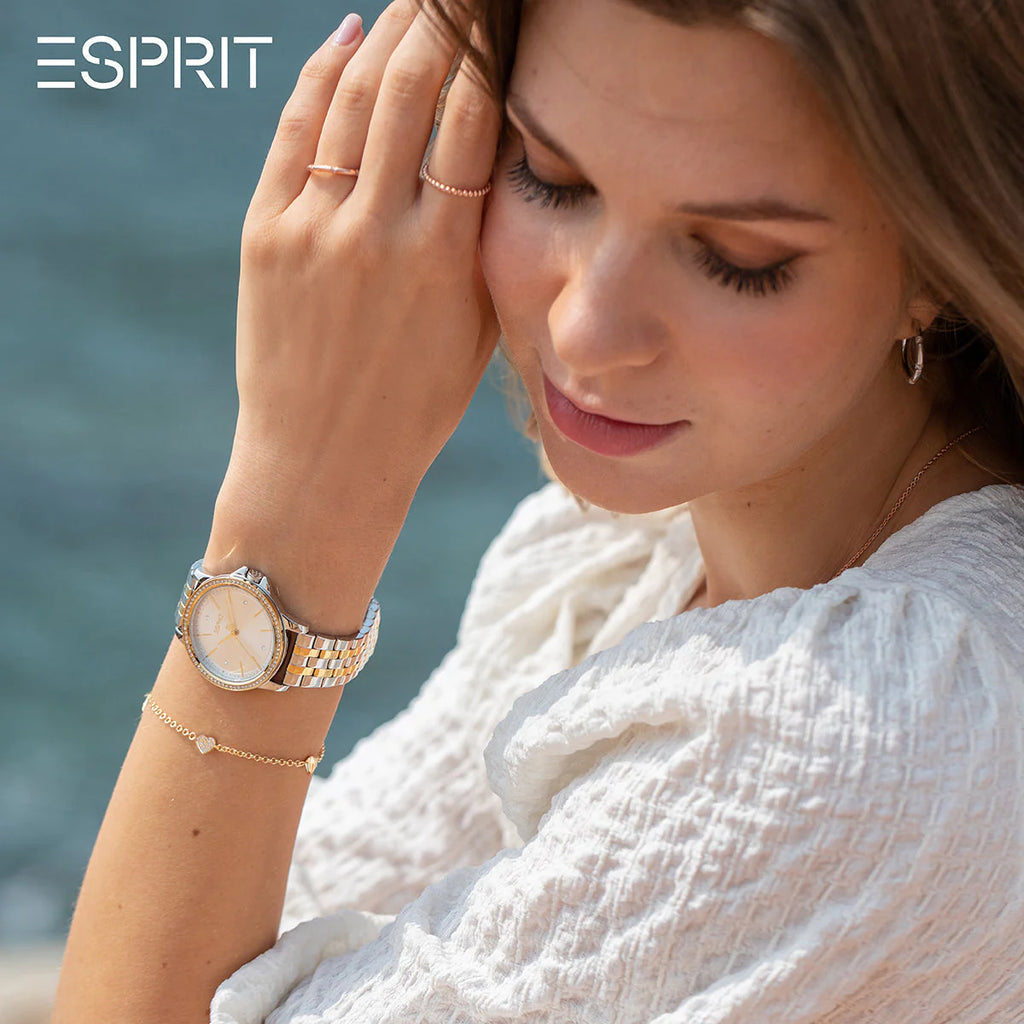 ESPRIT Women's Watch with Silver Stainless Steel Case and Silver & Gold Stainless Steel Band