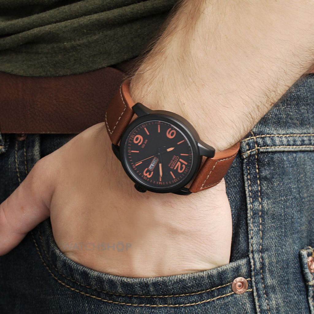 CITIZEN BM8475-26E BOLD PERFORMANCE - ELEGANT MEN'S ECO-DRIVE WATCH with Leather Band and Dark Gray Dial