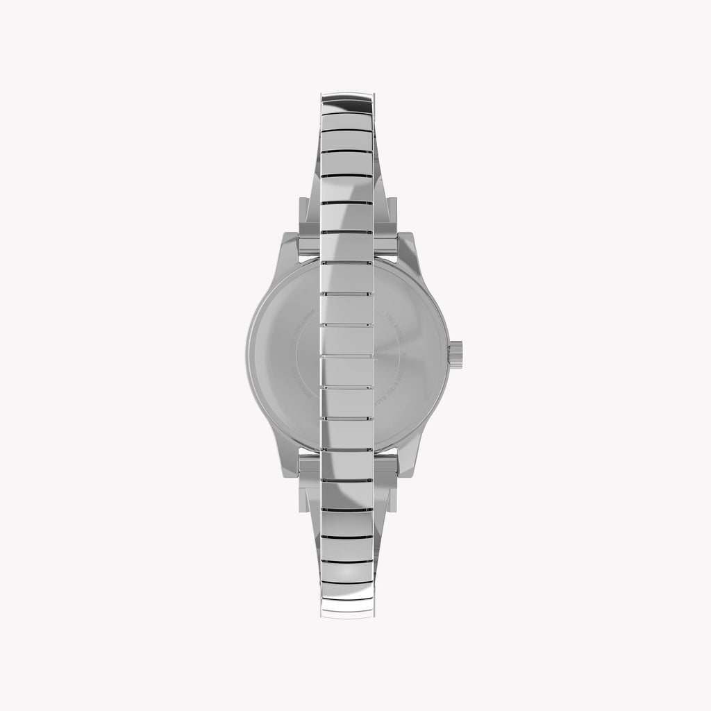 Timex Silver-tone Case and Semi Bangle with Silver Dial TW2W18400 Women's Watch