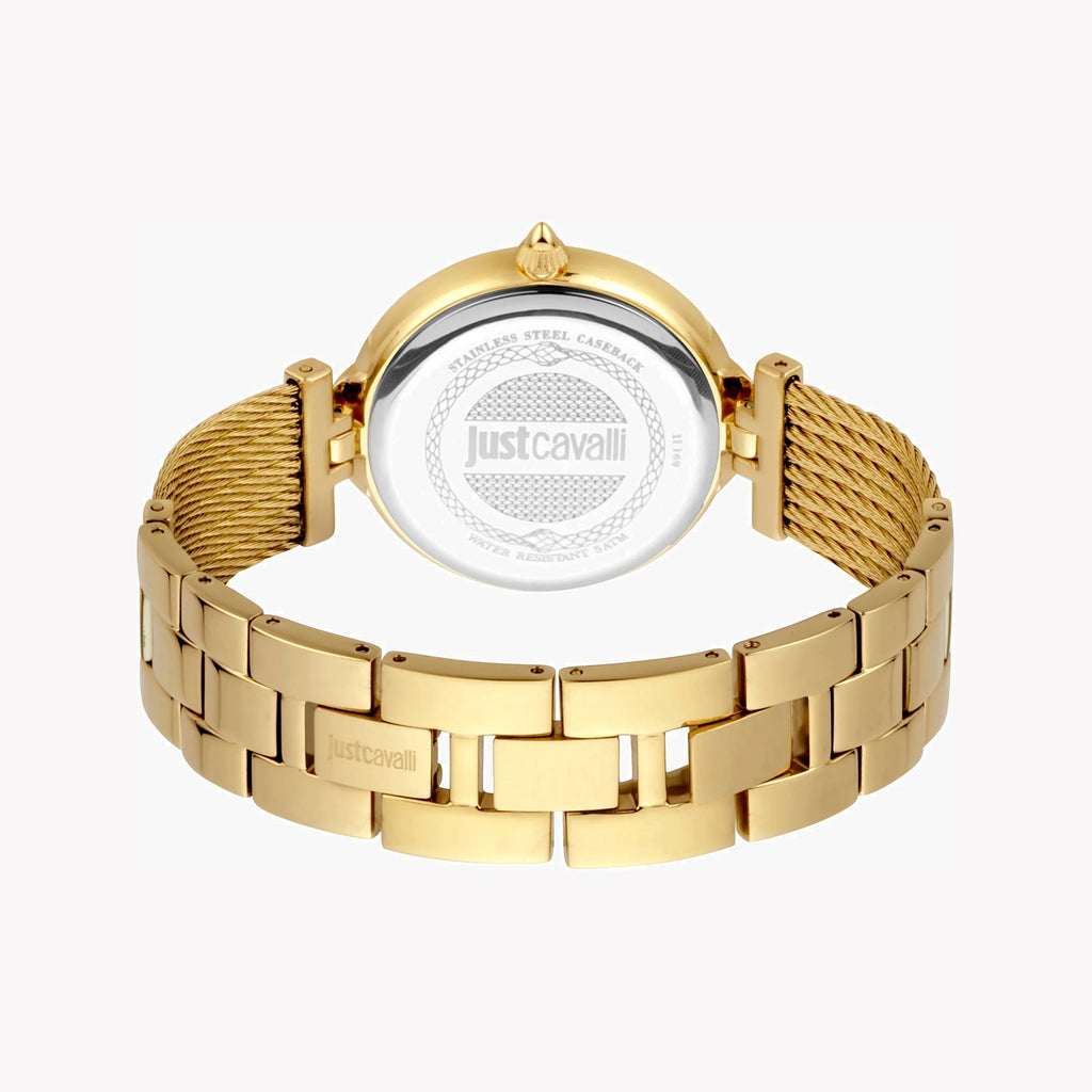 JUST CAVALLI Women's Watch with Gold Stainless Steel Case and Gold Stainless Steel Band