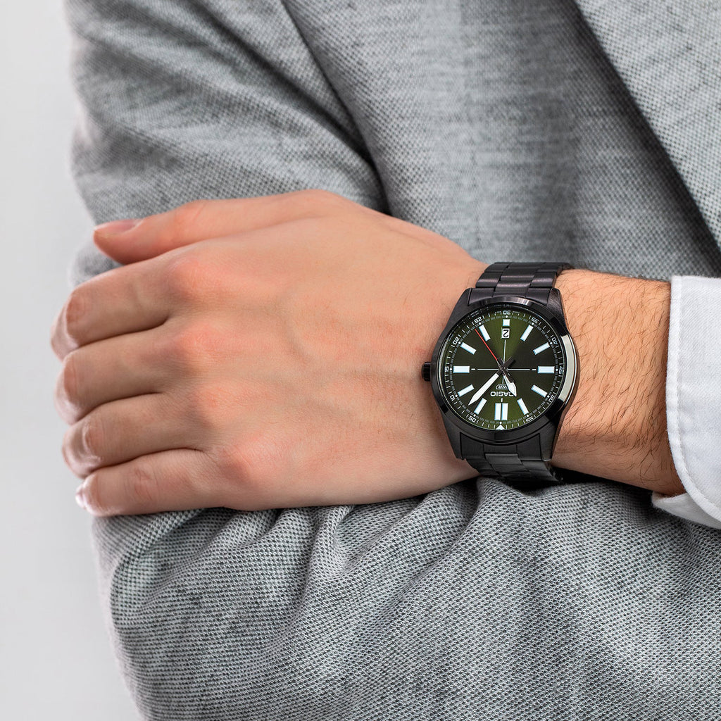 CASIO MTP-VD02B-3EUDF ELEGANT SPORT - STYLISH GREEN DIAL MEN'S WATCH with stainless steel band