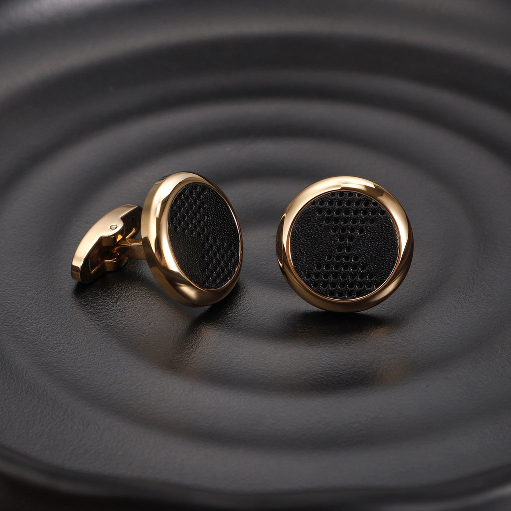 ZINK Men's Gold & Black Cufflink | ZJCL002G
