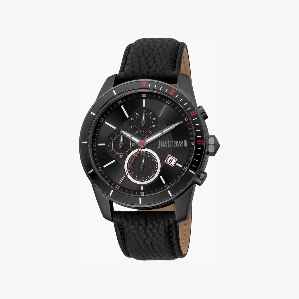 JUST CAVALLI JC1G166L0035 ELEGANT BLACK DIAL MEN'S WATCH - TIMELESS SOPHISTICATION