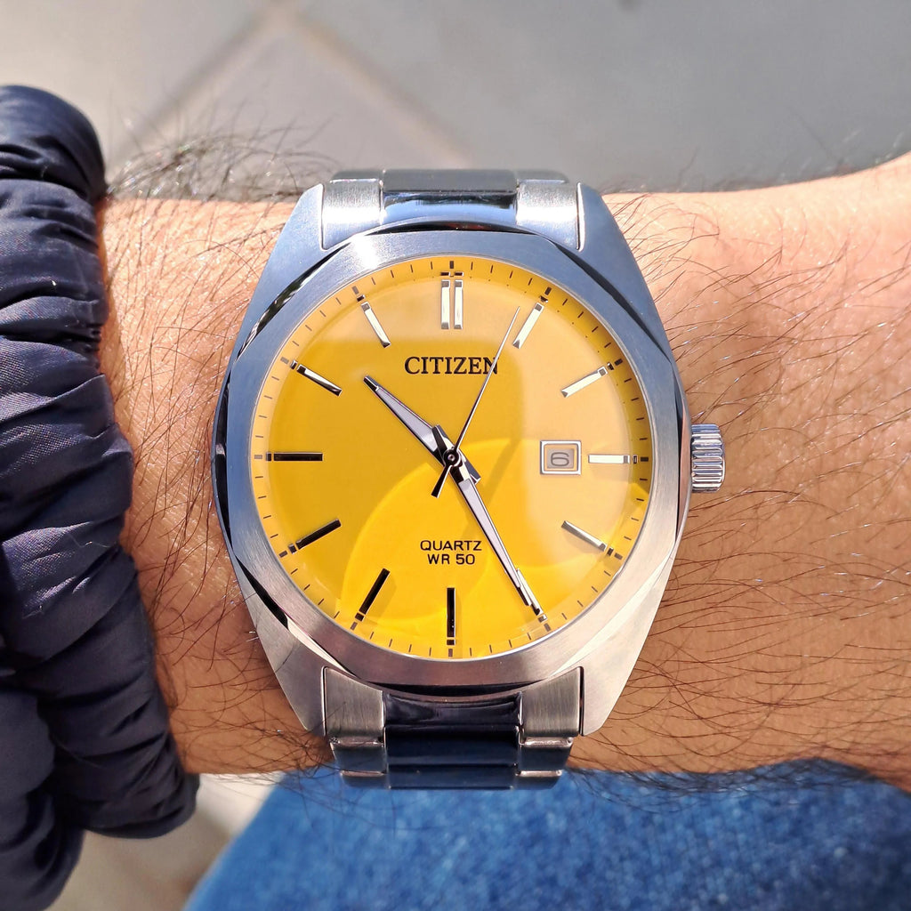 CITIZEN BI5110-54Z DYNAMIC - STYLISH YELLOW DIAL MEN'S WATCH WITH STAINLESS STEEL BAND