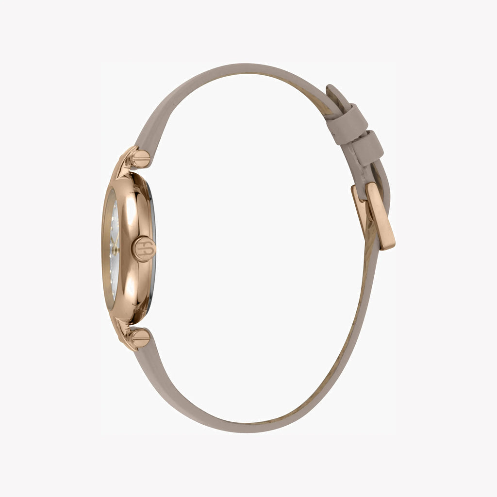 ESPRIT Women's Watch with Rose Gold Stainless Steel Case and Beige Leather Band