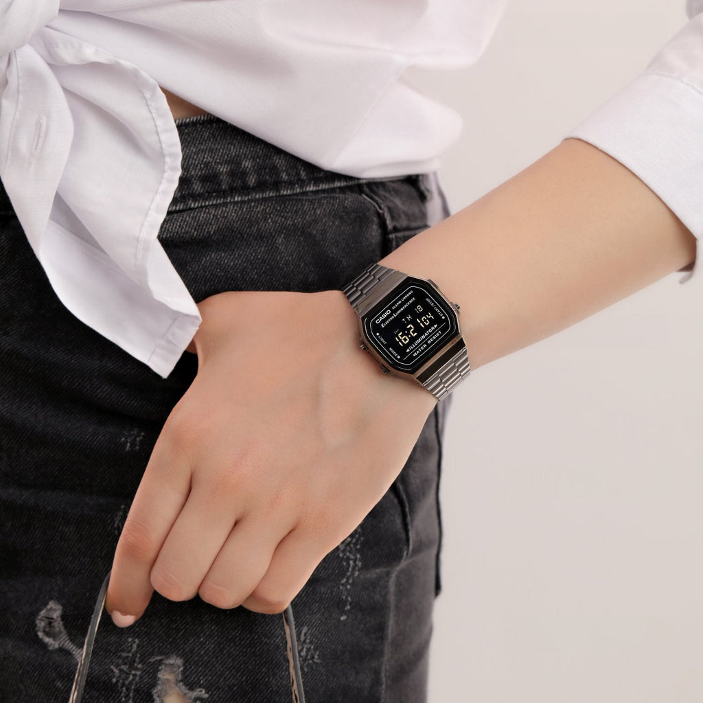 CASIO A168WGG-1BDF SPORTY STYLISH TIMEPIECE - VERSATILE BLACK DIGITAL WATCH