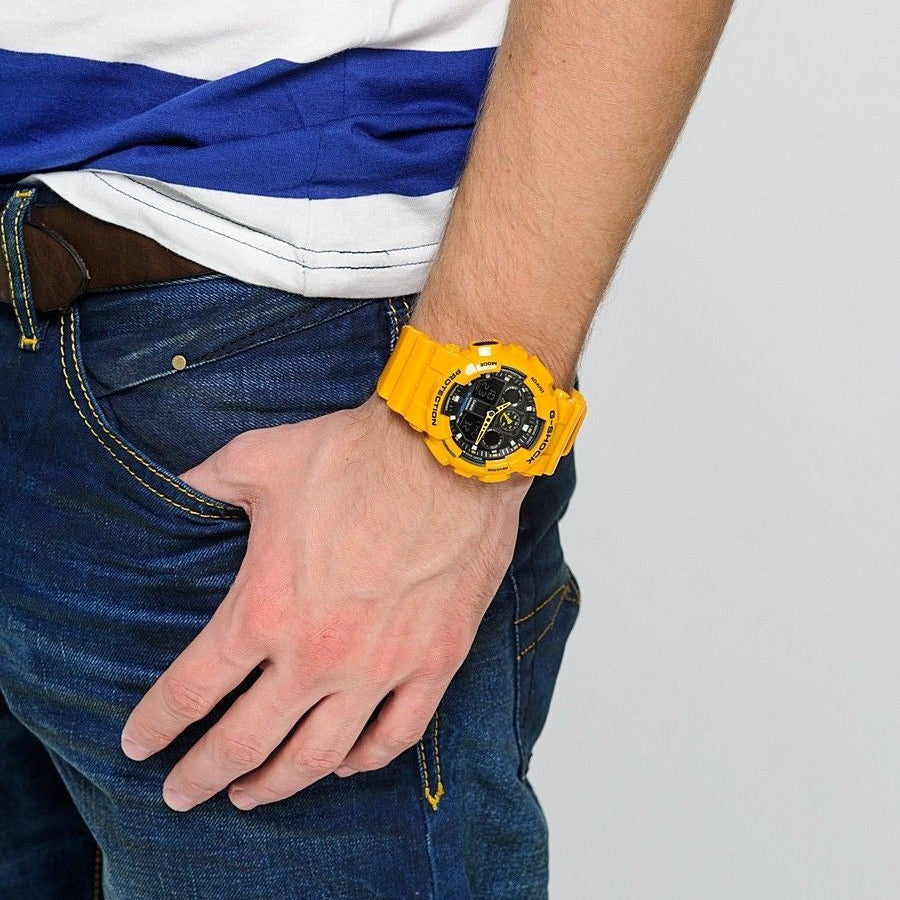 CASIO G-SHOCK GA-100A-9ADR ADVENTURE STYLE - MEN'S BOLD YELLOW RESIN WATCH