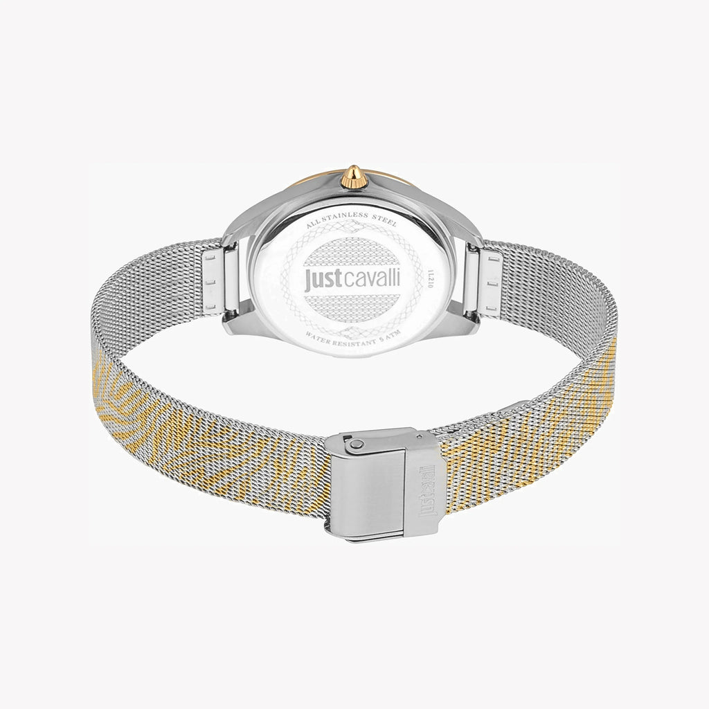 JUST CAVALLI Women's Watch with Silver & Gold Stainless Steel Case and Silver & Gold Stainless Steel Band