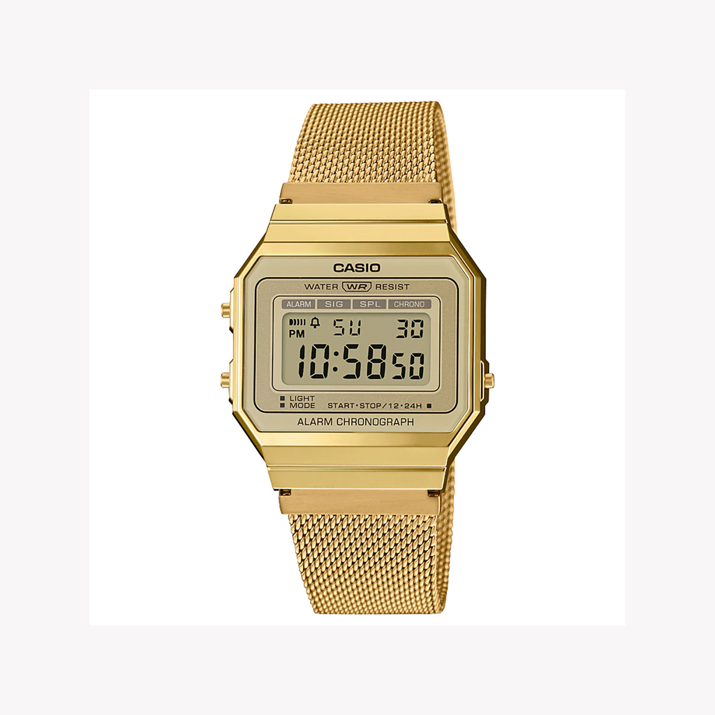 CASIO A700WMG-9ADF - SPORTY ELEGANCE UNLEASHED - Gold Stainless Steel Timepiece for Adventurers