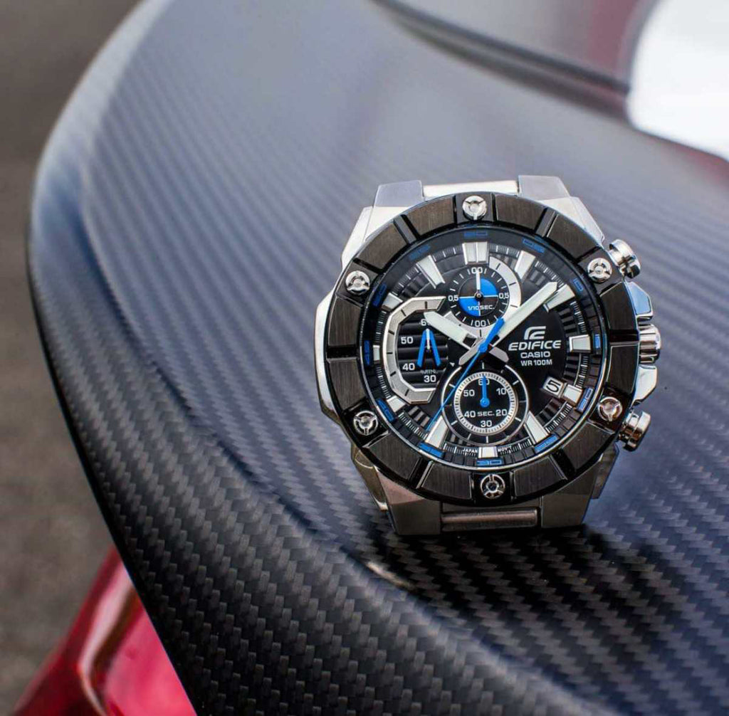 CASIO EDIFICE EFR-569DB-1AVUDF - SPORTY SOPHISTICATION MEN'S WATCH WITH BLACK DIAL & STAINLESS STEEL BAND