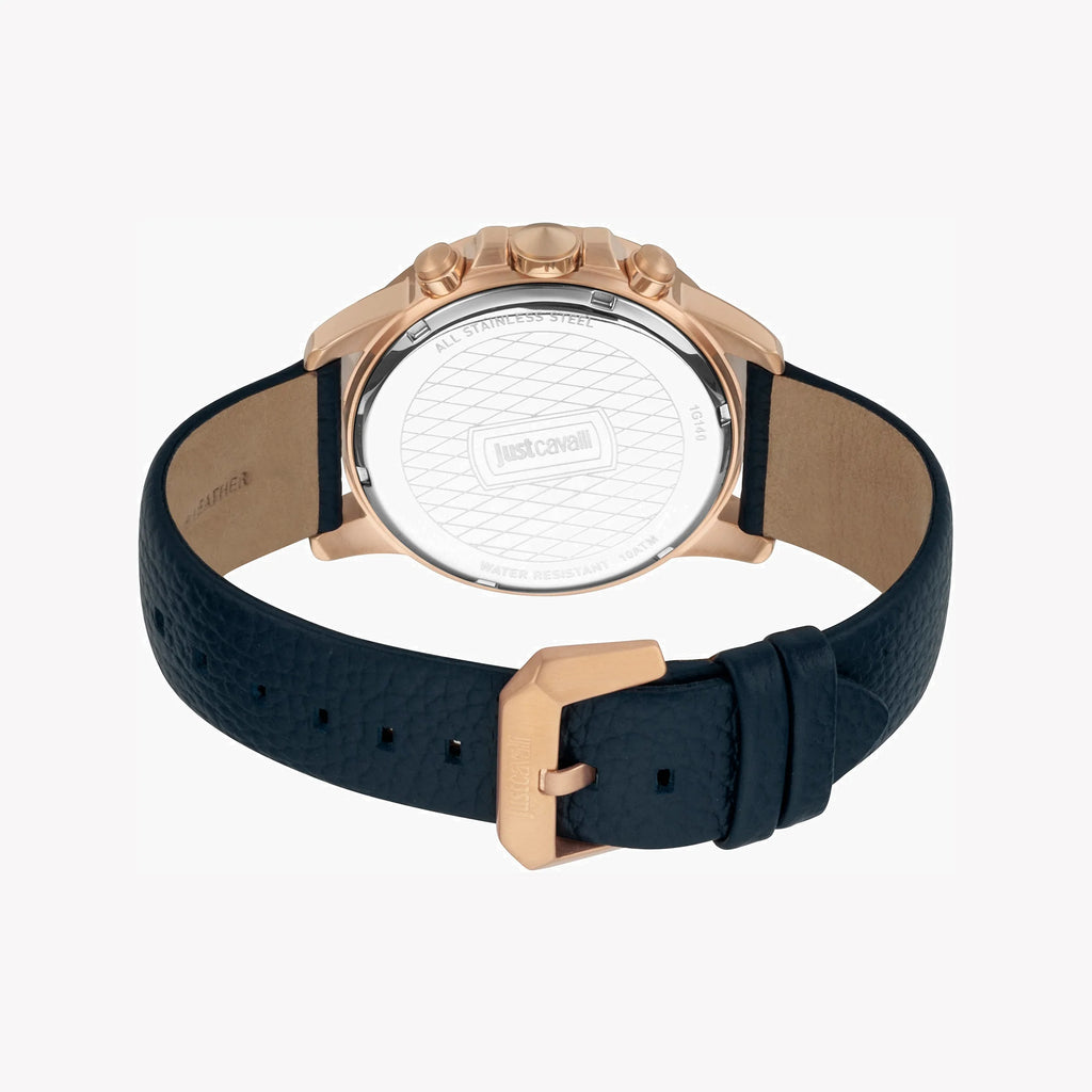 JUST CAVALLI JC1G140L0025 - ELEGANT BLACK DIAL & ROSE GOLD ROUND CASE MEN'S WATCH