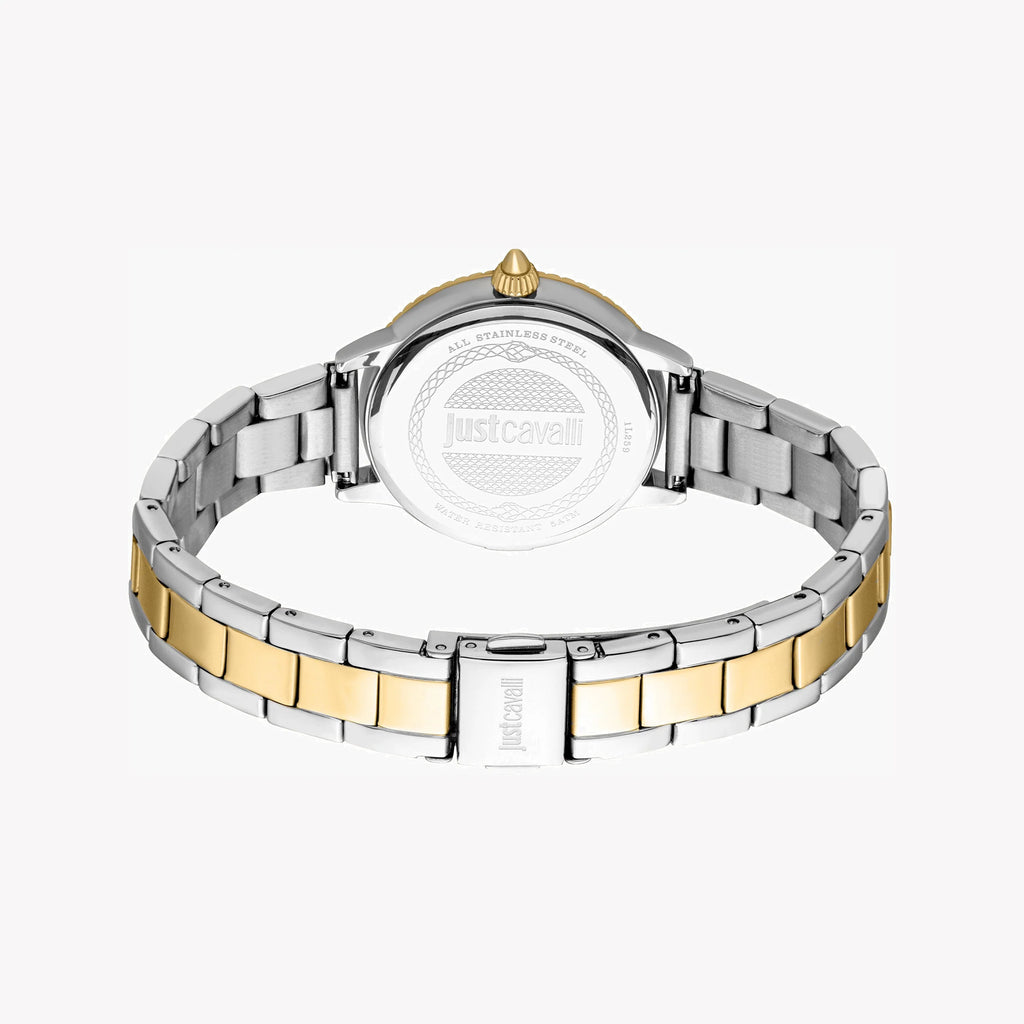 JUST CAVALLI Women's Watch with Silver & Gold Stainless Steel Case and Silver & Gold Stainless Steel Band