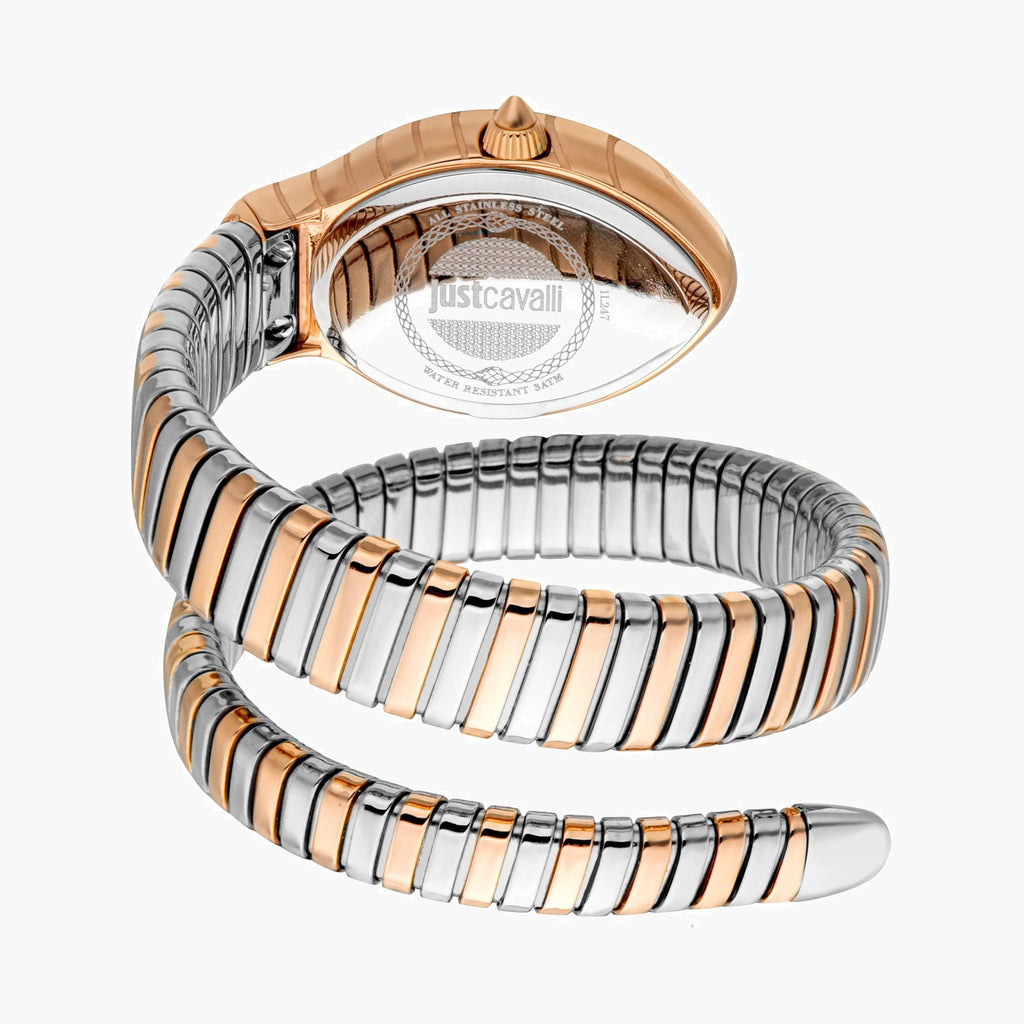JUST CAVALLI Women's Watch with Rose Gold Stainless Steel Case and Silver & Rose Gold Stainless Steel Band