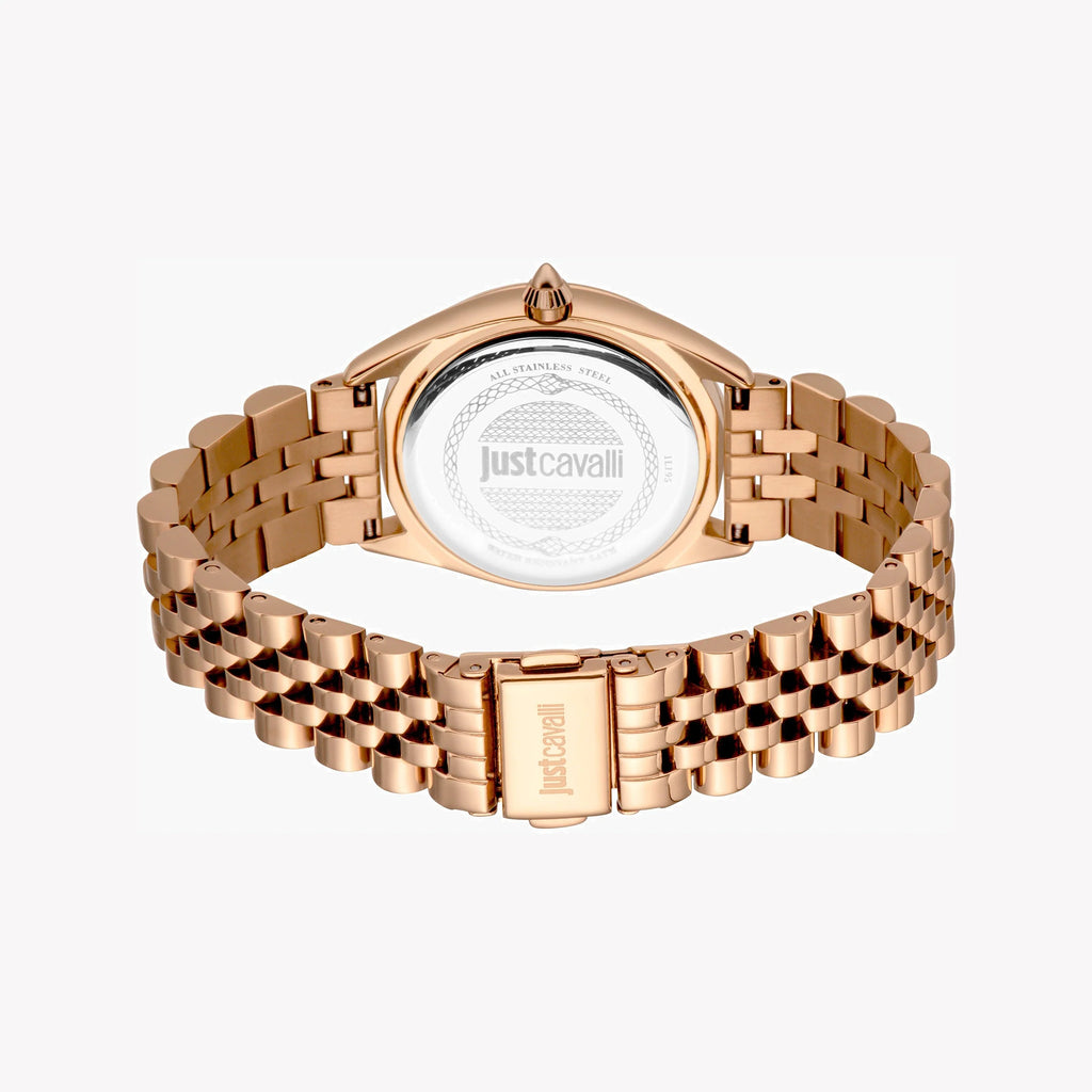 JUST CAVALLI Women's Watch with Rose Gold Stainless Steel Case and Rose Gold Stainless Steel Band