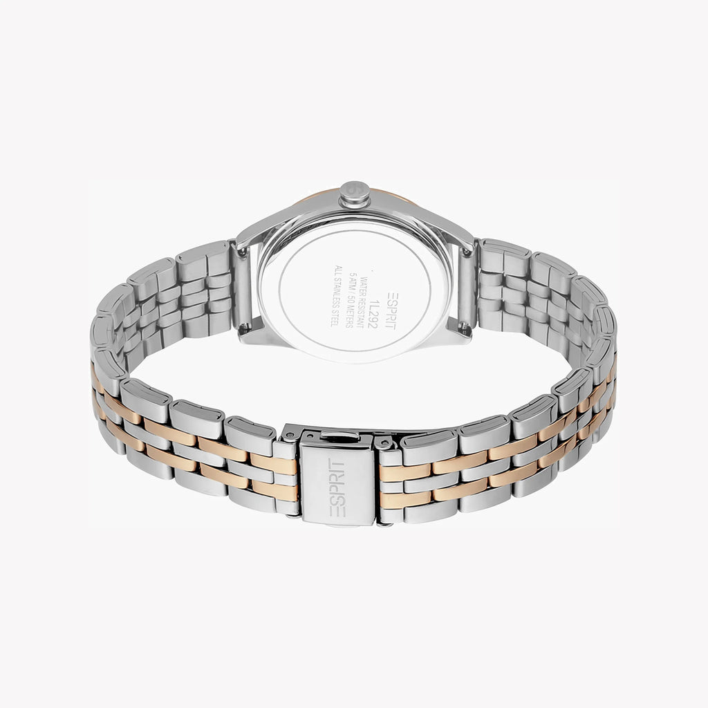 ESPRIT Women's Watch with Silver Stainless Steel Case and Silver & Rose Gold Stainless Steel Band
