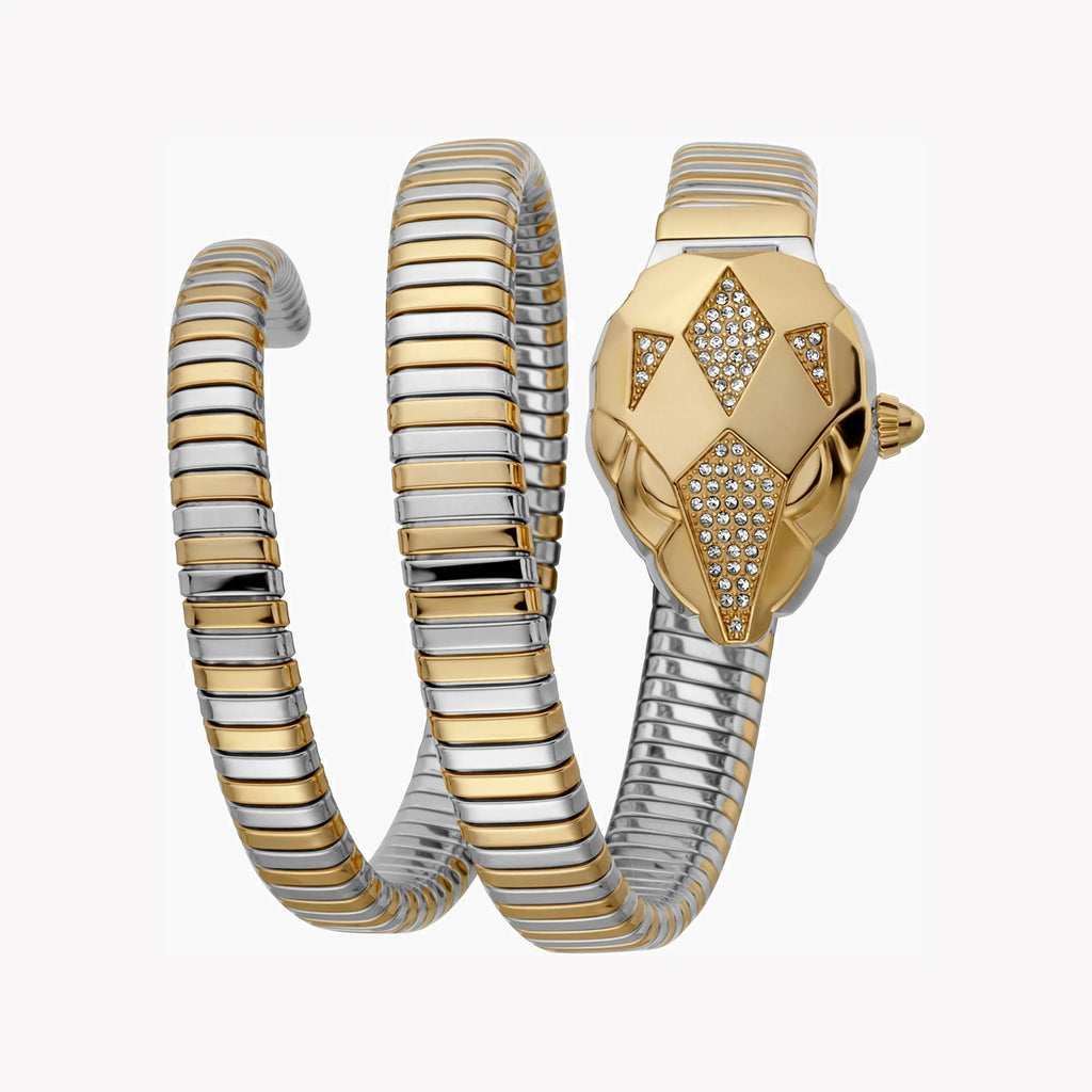 JUST CAVALLI Women's Watch with Silver Stainless Steel Case and Silver & Gold Stainless Steel Band