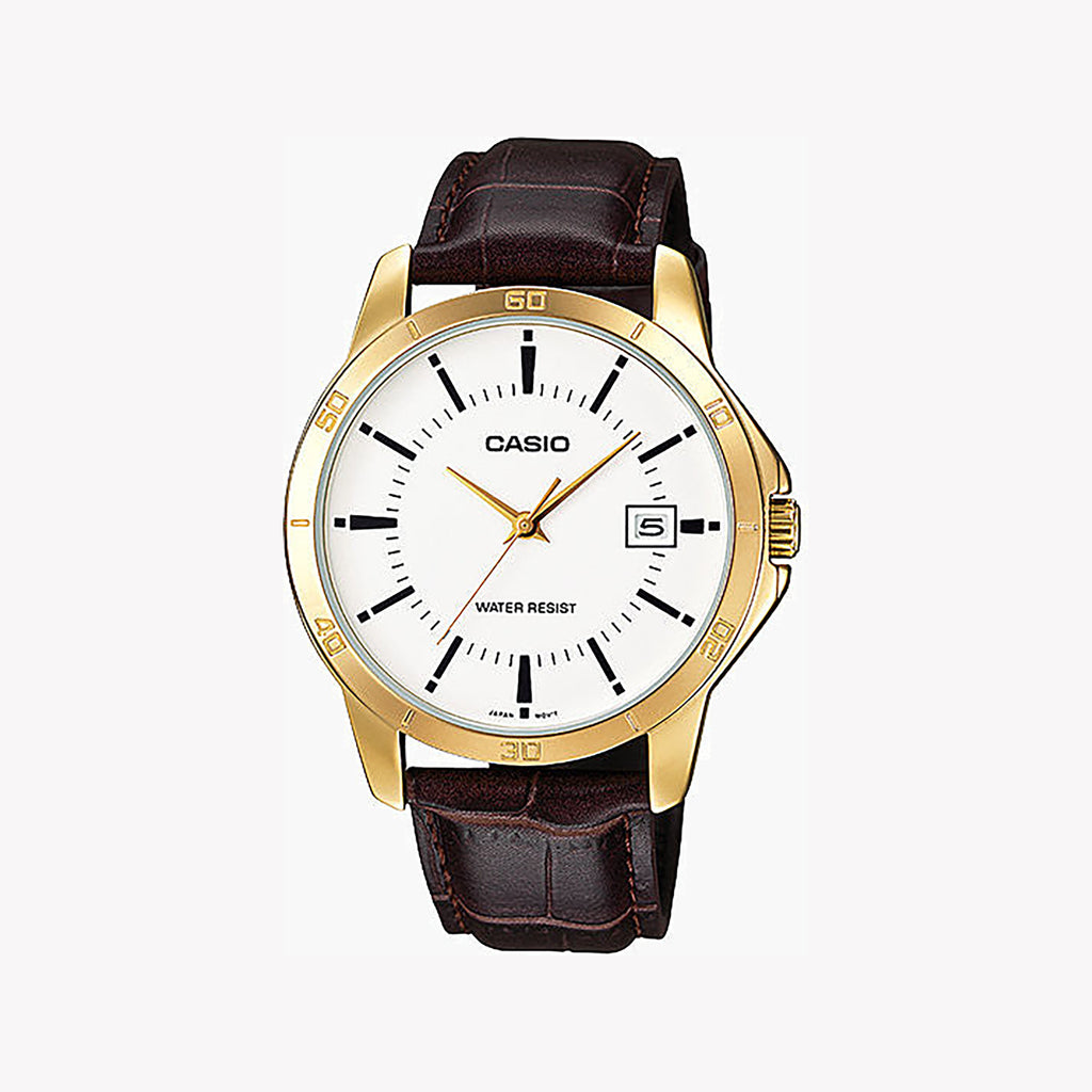 CASIO MTP-V004GL-7AUD ELEGANCE REDEFINED - STYLISH MEN'S WATCH WITH GOLD STAINLESS STEEL & LEATHER BAND