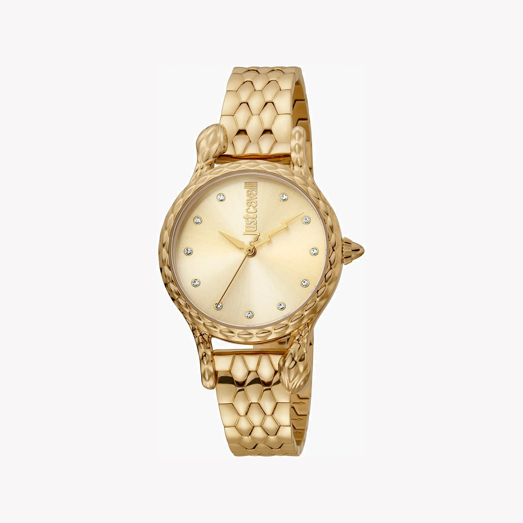 JUST CAVALLI Women's Watch with Gold Stainless Steel Case and Gold Stainless Steel Band