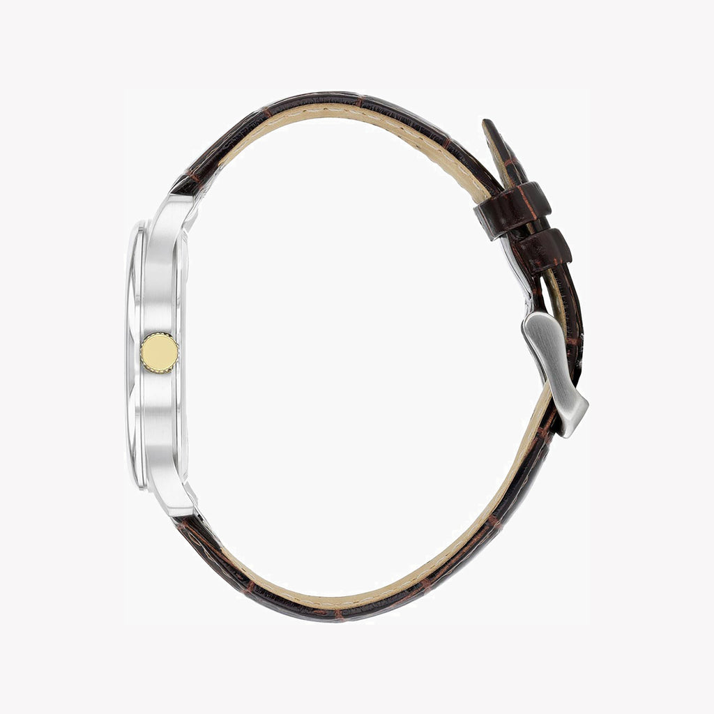 CITIZEN BI1054-04A - ELEGANT ADVENTURER MEN'S WATCH - STAINLESS STEEL & LEATHER COMBO