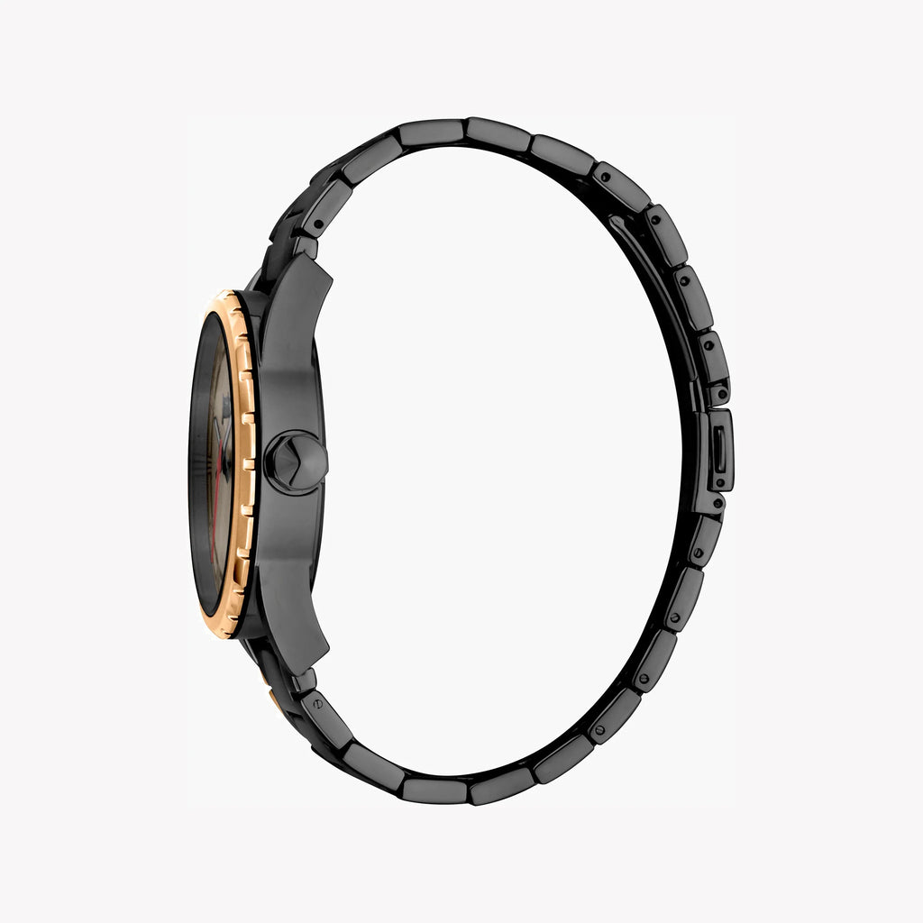 JUST CAVALLI JC1G082M0565 MEN'S ELEGANT BLACK & ROSE GOLD TIMEPIECE - SOPHISTICATED GRAY DIAL