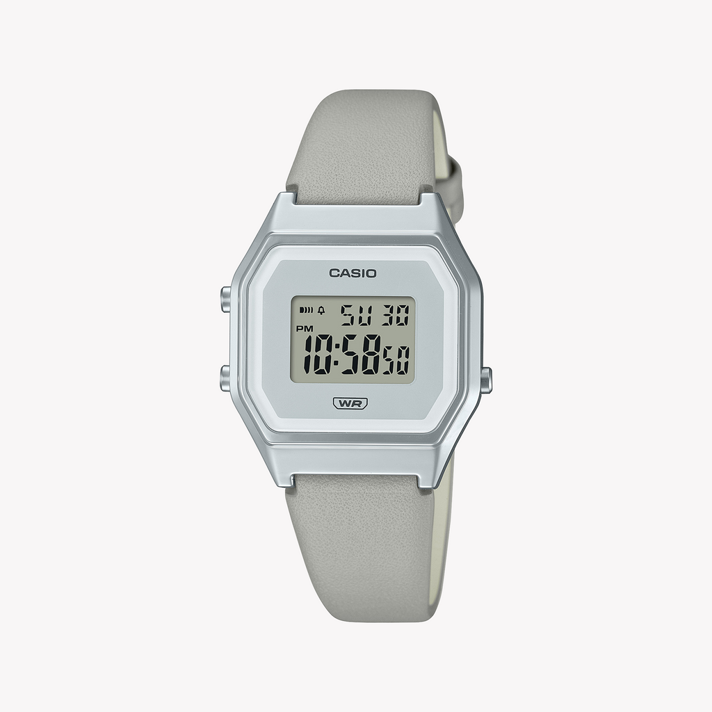 CASIO LA680WEL-8DF - SPORTY ELEGANCE FOR THE ACTIVE WOMAN - Stylish Digital Watch with Silver Leather Band