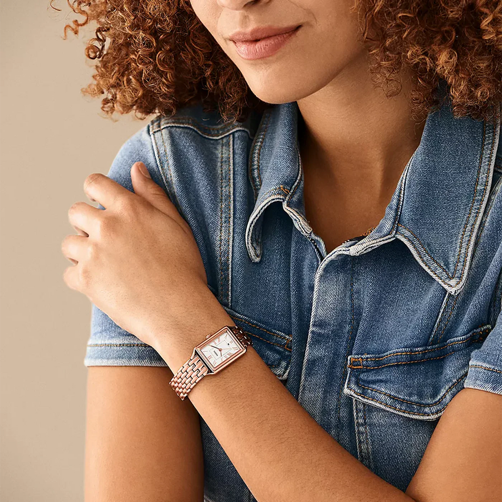 Raquel Three-Hand Date Rose Gold-Tone Stainless Steel Watch ES5271