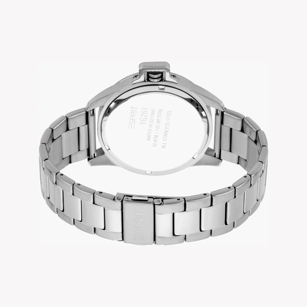 ESPRIT STAINLESS STEEL MEN'S WATCH - TIMELESS BLACK DIAL & SILVER BAND ELEGANCE