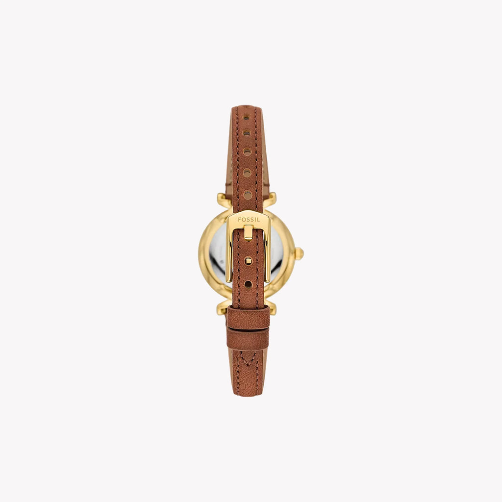 Carlie Three-Hand Medium Brown Leather Watch ES5297