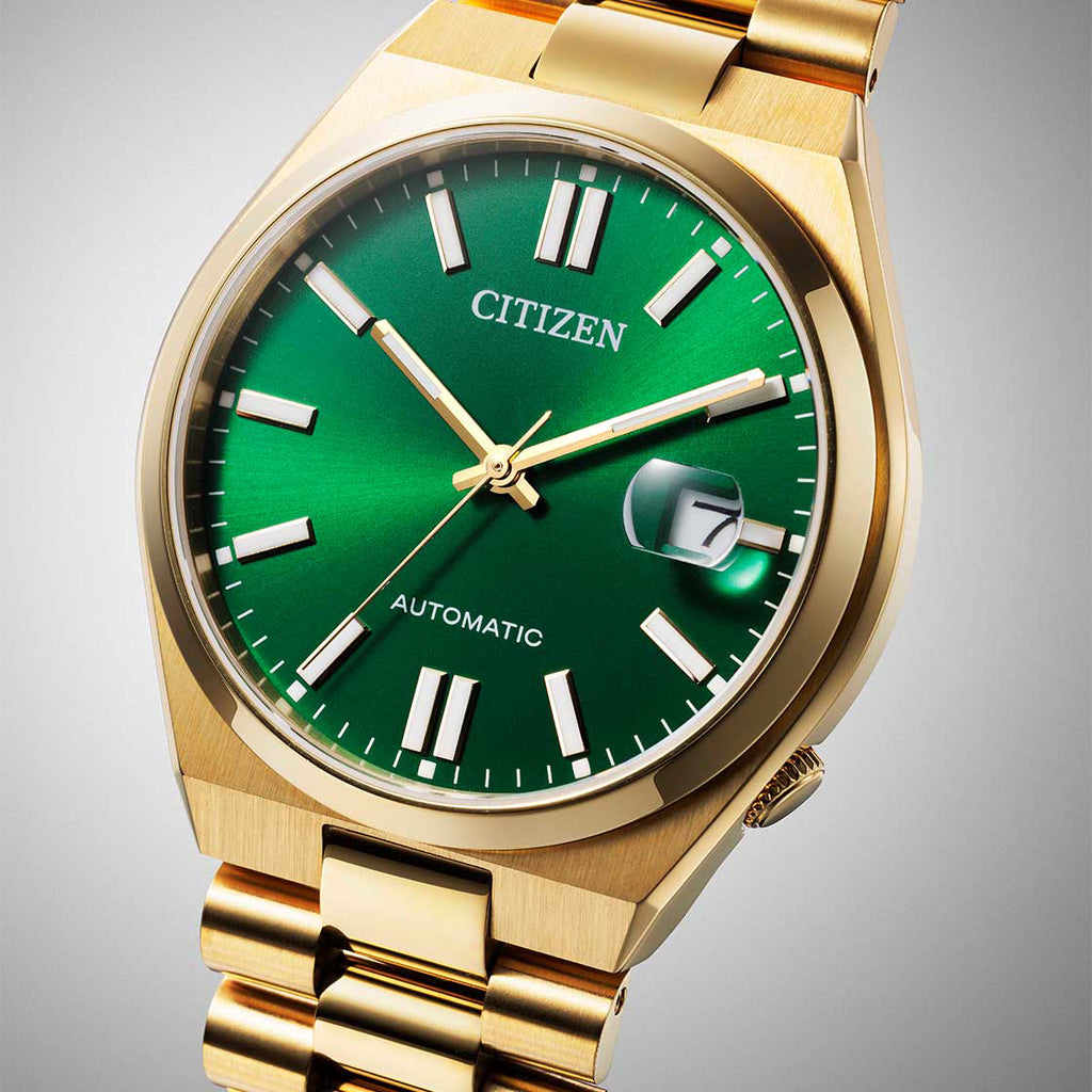 CITIZEN NJ0152-51X GOLD STUNNER - SOPHISTICATED AUTOMATIC MEN'S WATCH with GREEN DIAL & 5 ATM WATER RESISTANCE