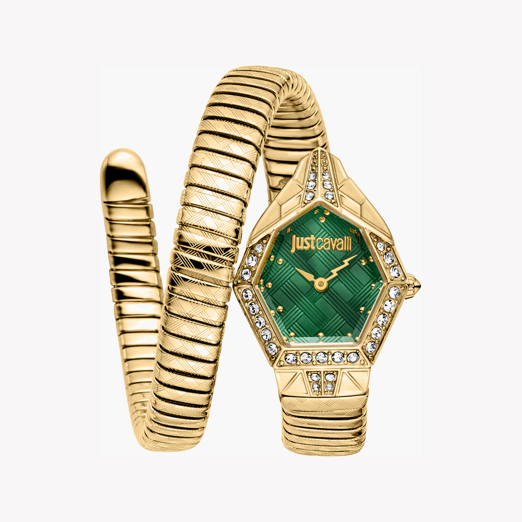 JUST CAVALLI JC1L303M0035 - BOLD GOLD STAINLESS STEEL WATCH WITH DARK GREEN DIAL FOR WOMEN