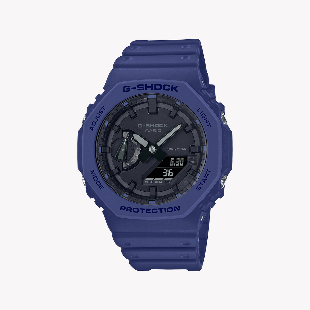 CASIO G-SHOCK GA-2100-2ADR OAK SPORTY INGENUITY - MEN'S WATCH WITH BLUE DIAL & PURPLE CASE