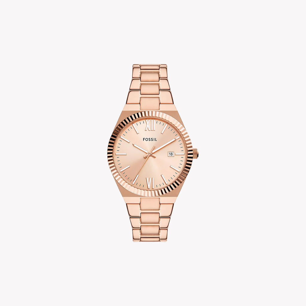 Scarlette Three-Hand Date Rose Gold-Tone Stainless Steel Watch ES5258