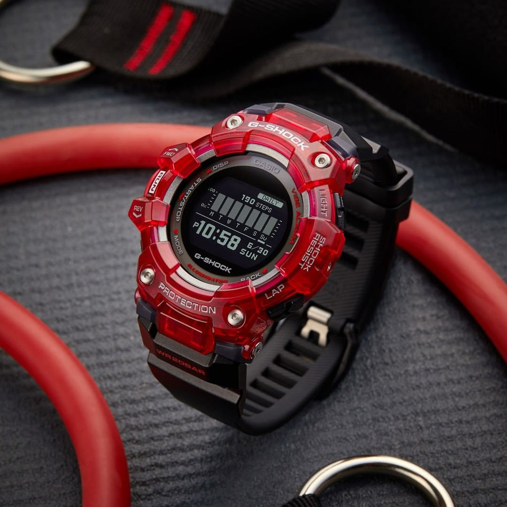 CASIO G-SHOCK GBD-100SM-4A1DR ADVENTURE READY - RUGGED STYLE & FITNESS TRACKING Men's Watch with vibrant red case and sleek black band