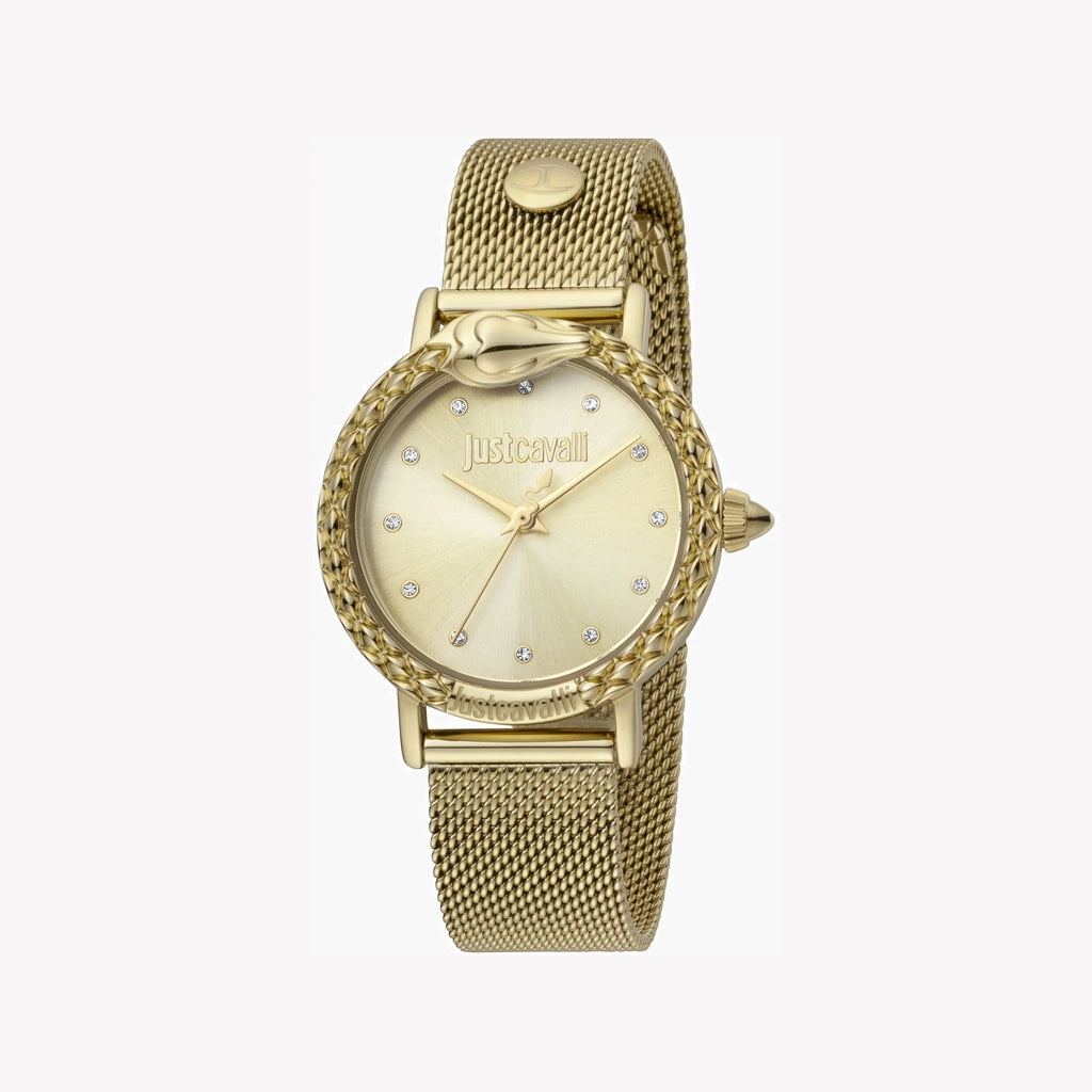 JUST CAVALLI Women's Watch with Gold Stainless Steel Case and Gold Stainless Steel Band