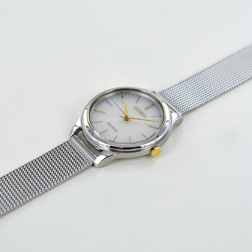 CITIZEN Eco-Drive EM0504-81A RADIANT STYLE - ELEGANT WOMEN'S TIMEPIECE with Silver Mesh Band