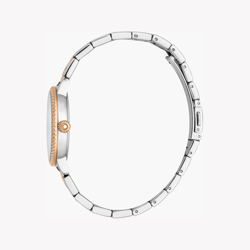 JUST CAVALLI Women's Watch with Silver & Rose Gold Stainless Steel Case and Silver & Rose Gold Stainless Steel Band