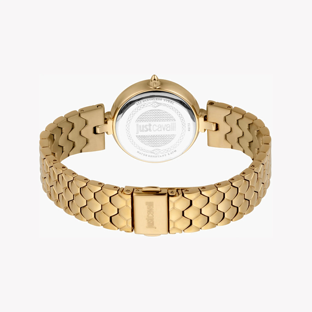 JUST CAVALLI Women's Watch with Gold Stainless Steel Case and Gold Stainless Steel Band