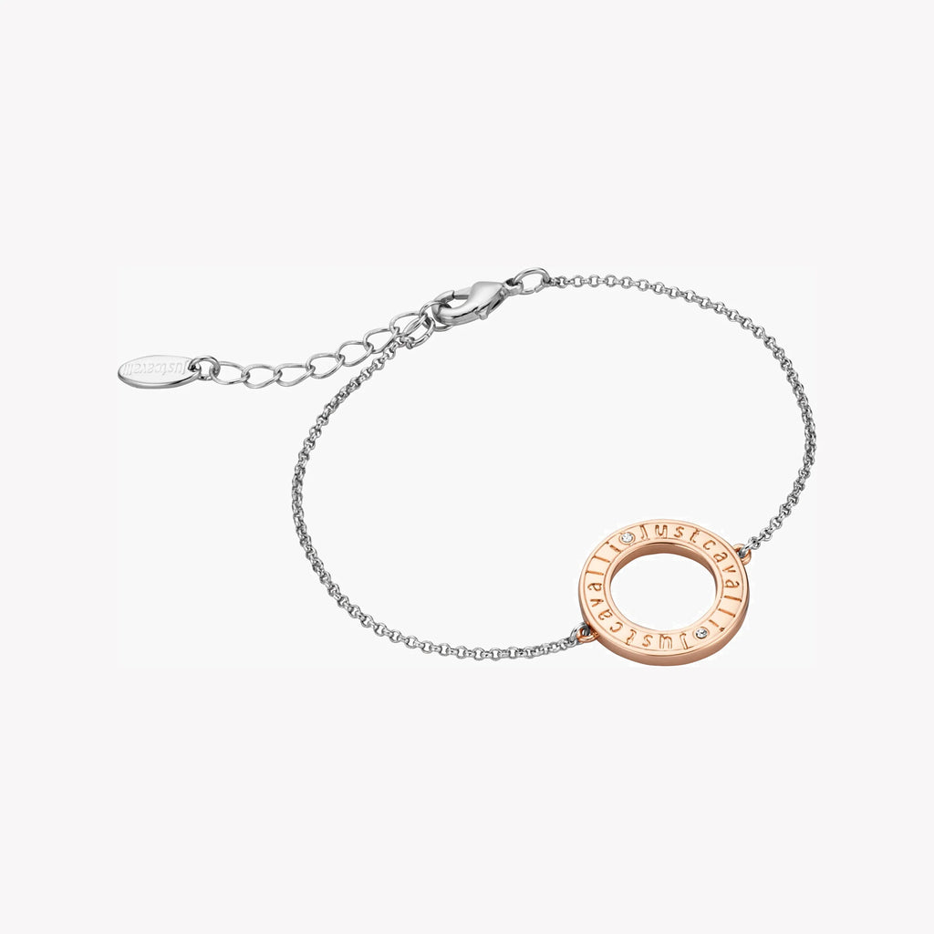 JUST CAVALLI Women's Watch with Silver Stainless Steel Case and Black Leather Band