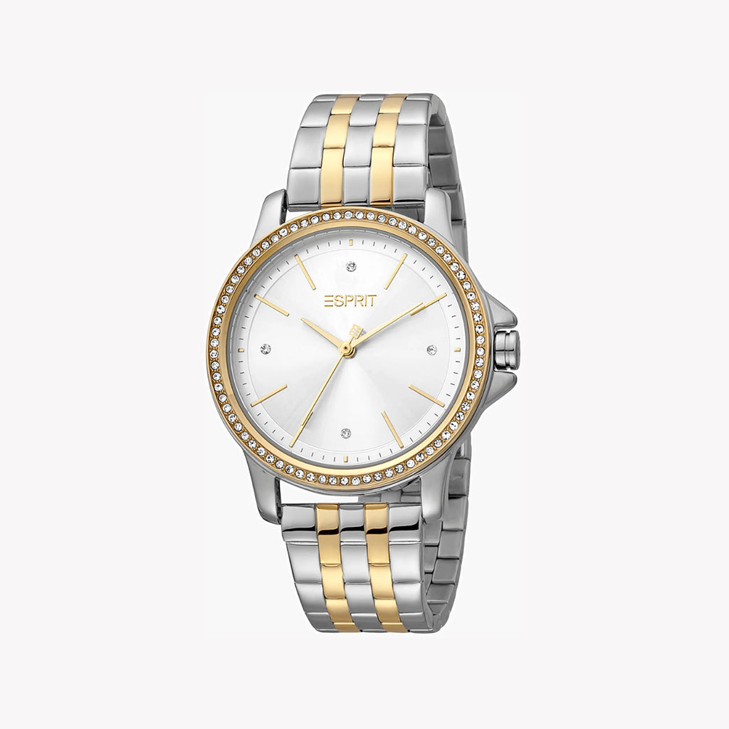 ESPRIT Women's Watch with Silver Stainless Steel Case and Silver & Gold Stainless Steel Band