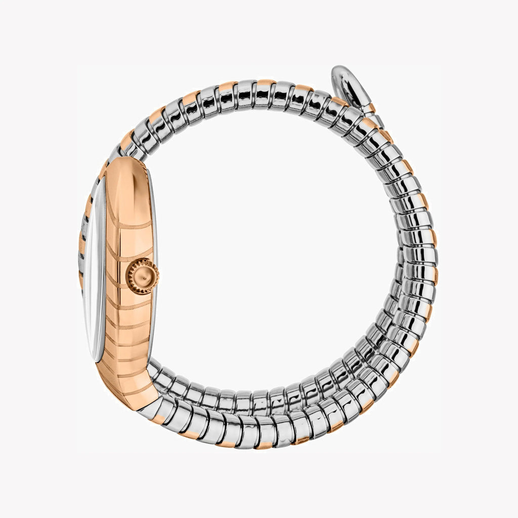 JUST CAVALLI Women's Watch with Rose Gold Stainless Steel Case and Silver & Rose Gold Stainless Steel Band