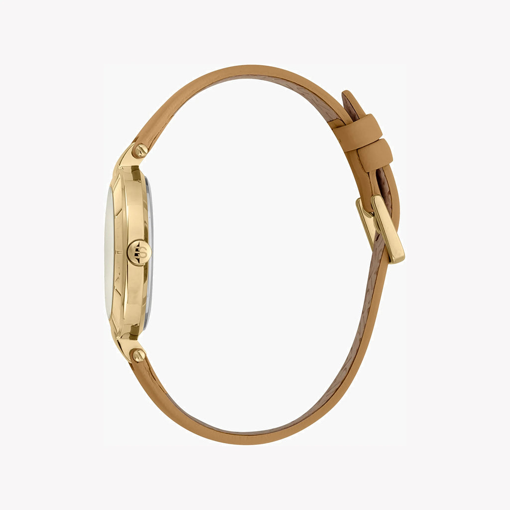 ESPRIT Women's Watch with Silver Stainless Steel Case and Brown Leather Band