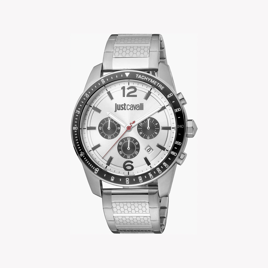 JUST CAVALLI JC1G204M0045 MEN'S ELEGANT SILVER STAINLESS STEEL TIMEPIECE - TIMELESS SOPHISTICATION