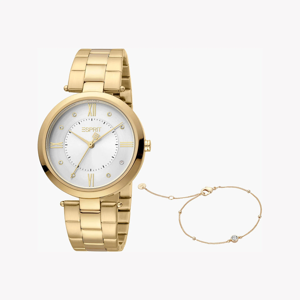 ESPRIT Women's Watch with Gold Stainless Steel Case and Gold Stainless Steel Band