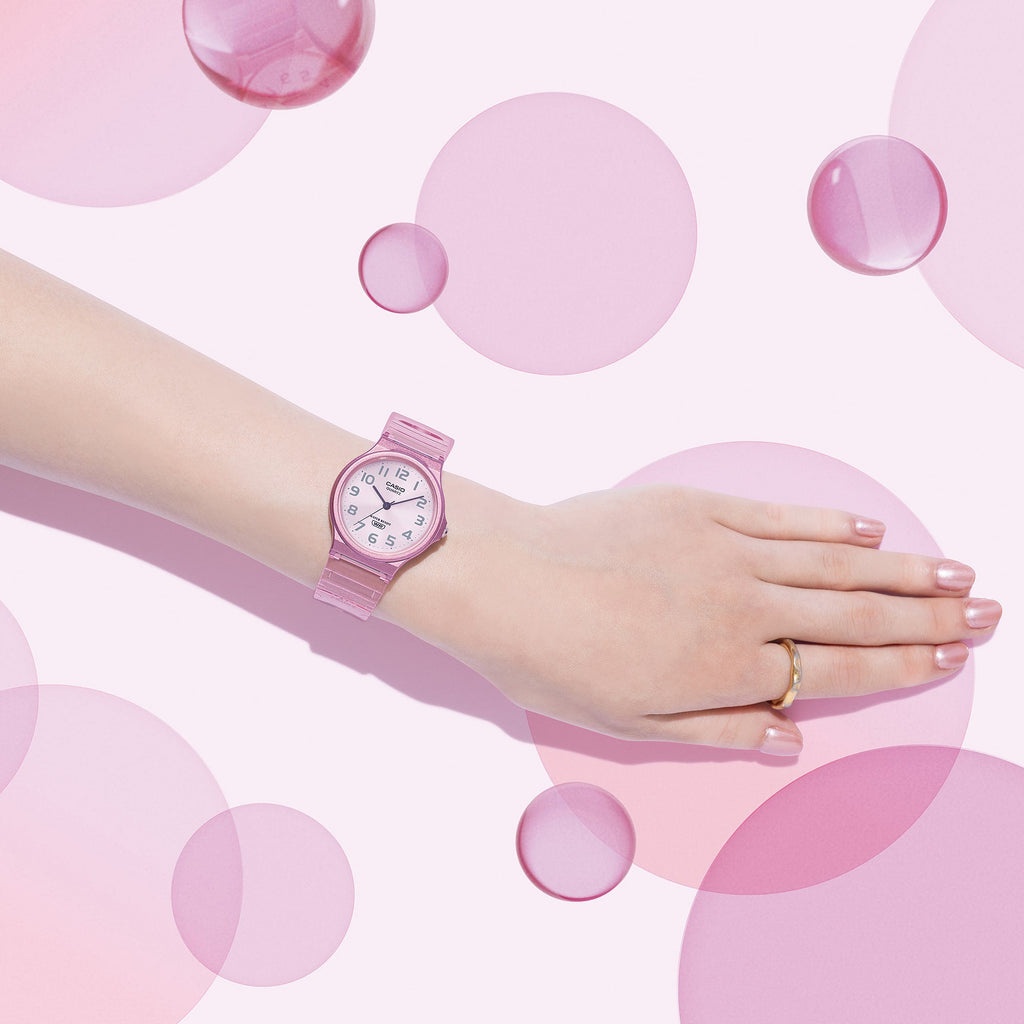 CASIO MQ-24S-4BDF PINK VIBRANCE - PLAYFUL & LIGHTWEIGHT Women's Watch with resin band and white dial
