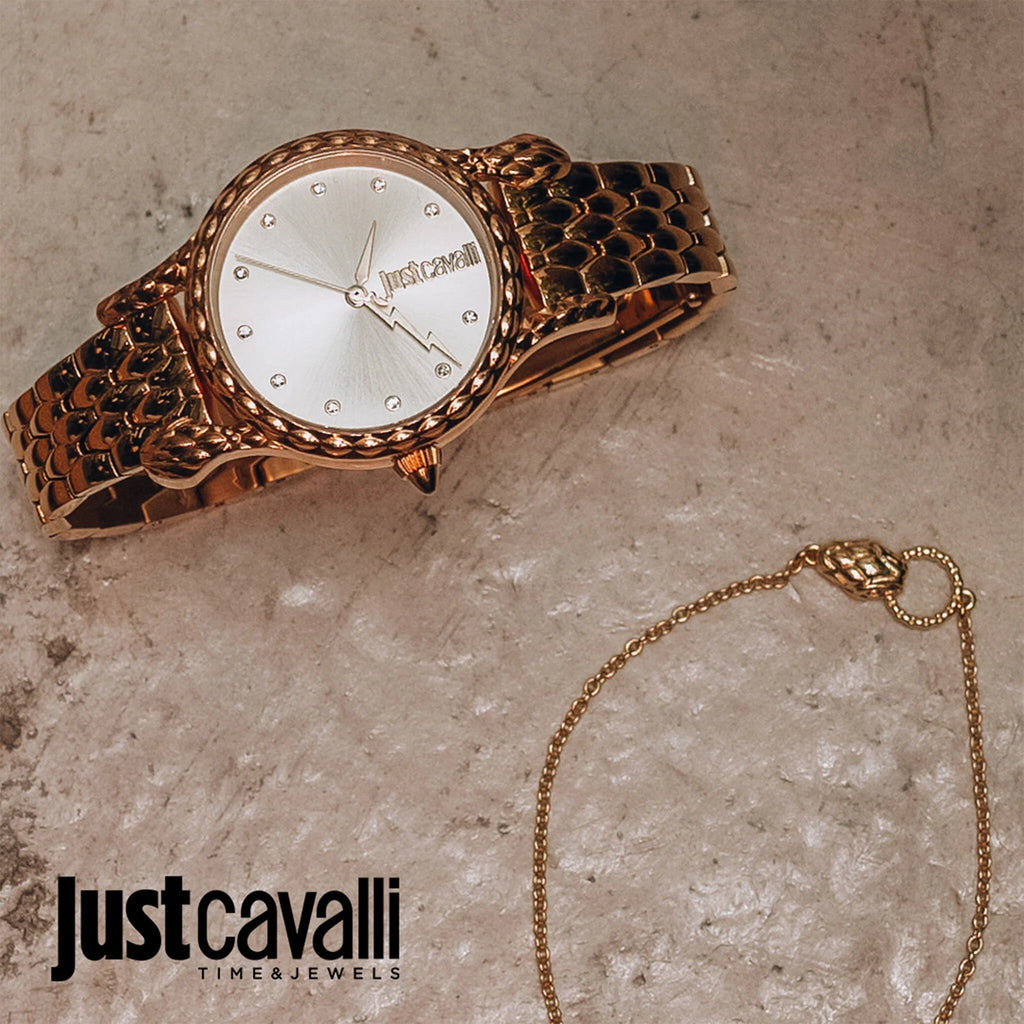 JUST CAVALLI Women's Watch with Gold Stainless Steel Case and Gold Stainless Steel Band