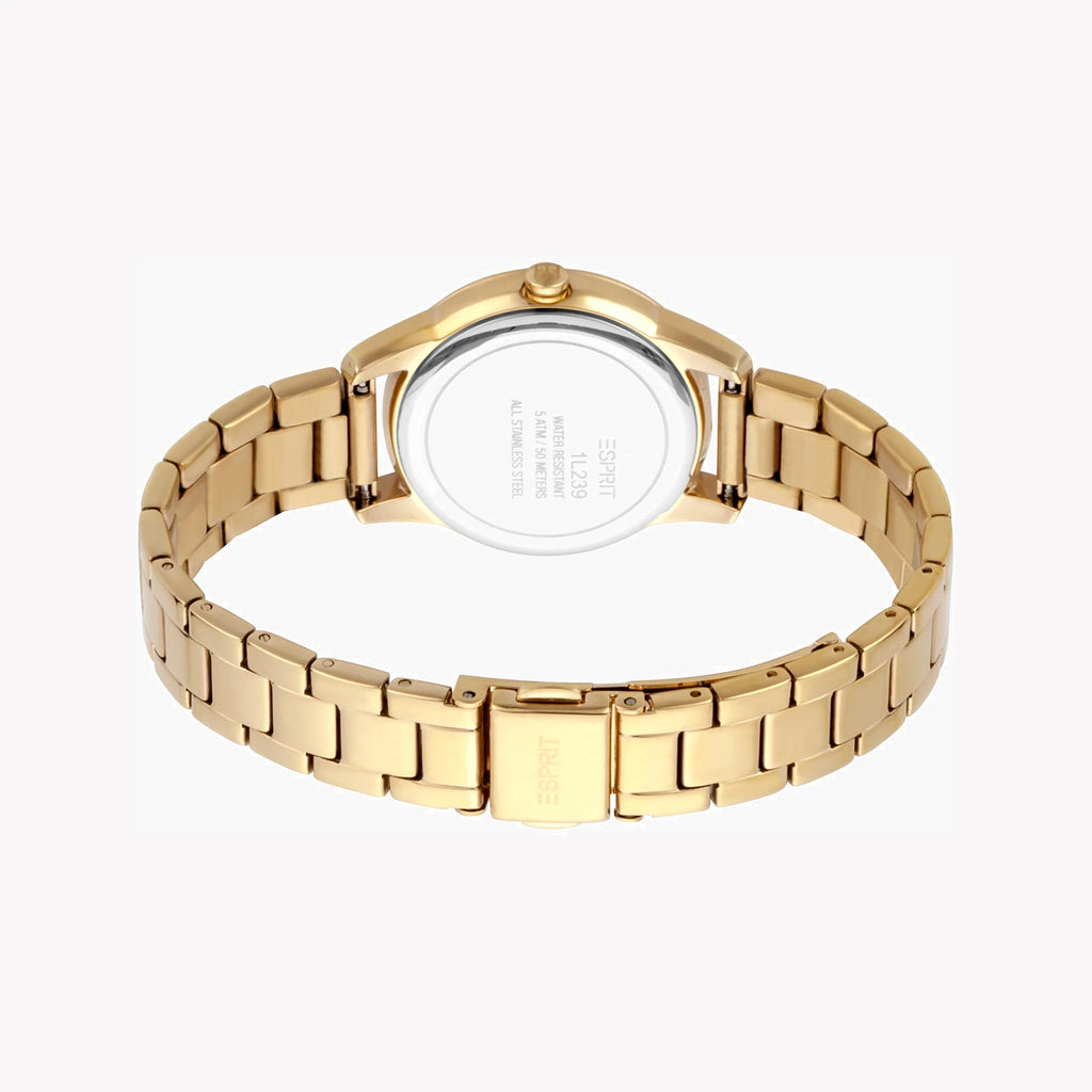 ESPRIT Women's Watch with Gold Stainless Steel Case and Gold Stainless Steel Band